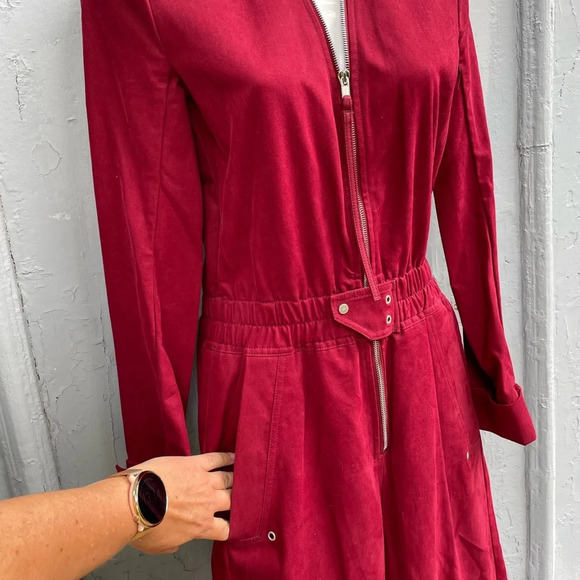 Rick Owens DRK SHDW  Tuta Maroon Cotton Twill Jumpsuit, Size XS - Picture 7 of 16